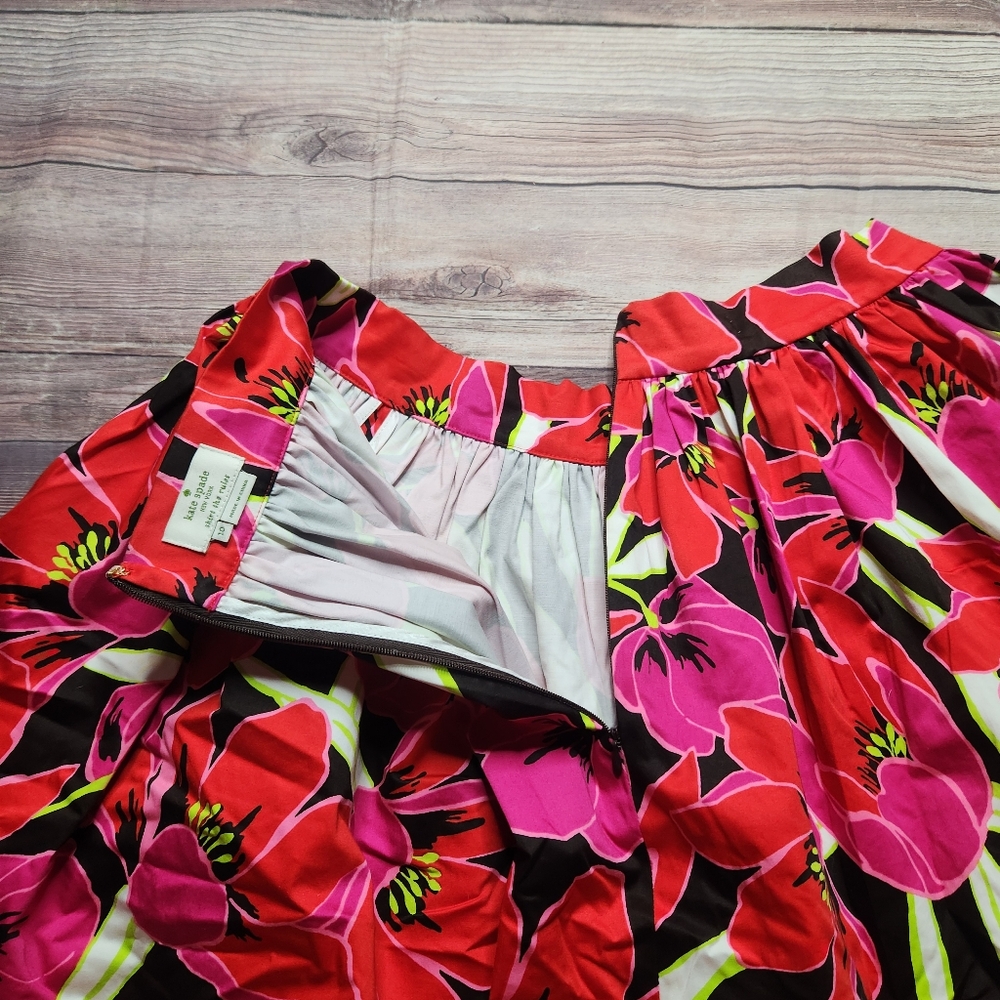 Kate Spade York Tropical Floral Pink Coreen Rio De Janeiro Flare Circle Skirt - Picture 8 of 9